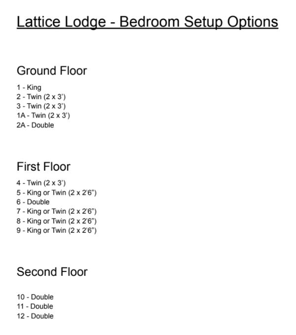 Room setup options